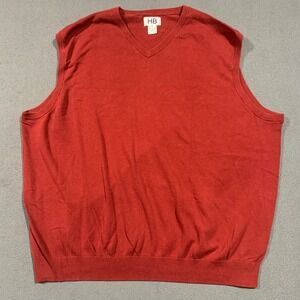 HB Mens Red V Neck Cotton Sweater Vest Size 4XL Sleeveless Pullover Fall Winter